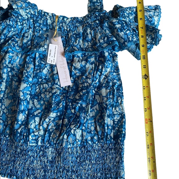 House of Harlow 1960 Turquoise Cold Shoulder Crop Top - Picture 9 of 12